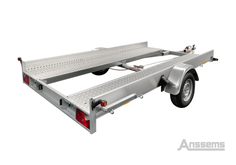 Aluminium veetrailer voor aanhangwagen, geschikt voor transport van dieren.