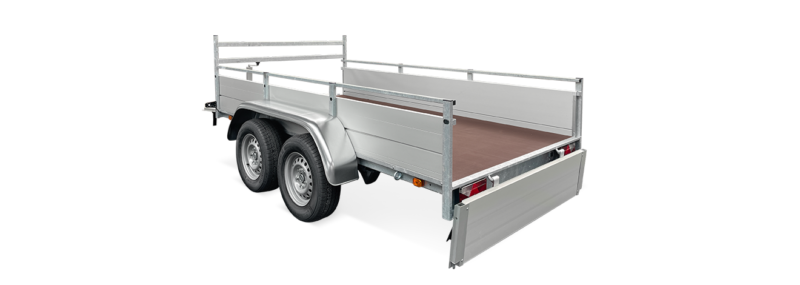 Veetrailer met dubbele as voor het vervoeren van grote ladingen.