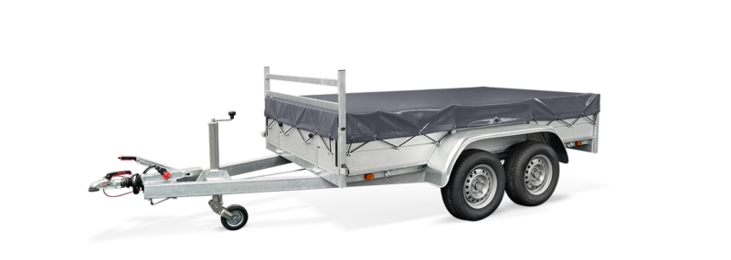 Veetrailer met afdekzeil voor transport en opslag.