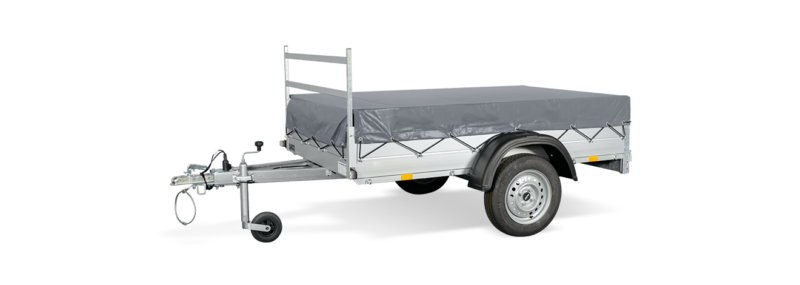 Veetrailer met afdekzeil voor transport en opslag.