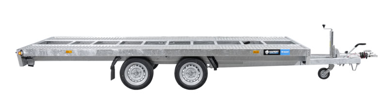 Aanhangwagen voor goederenvervoer met stevige constructie.