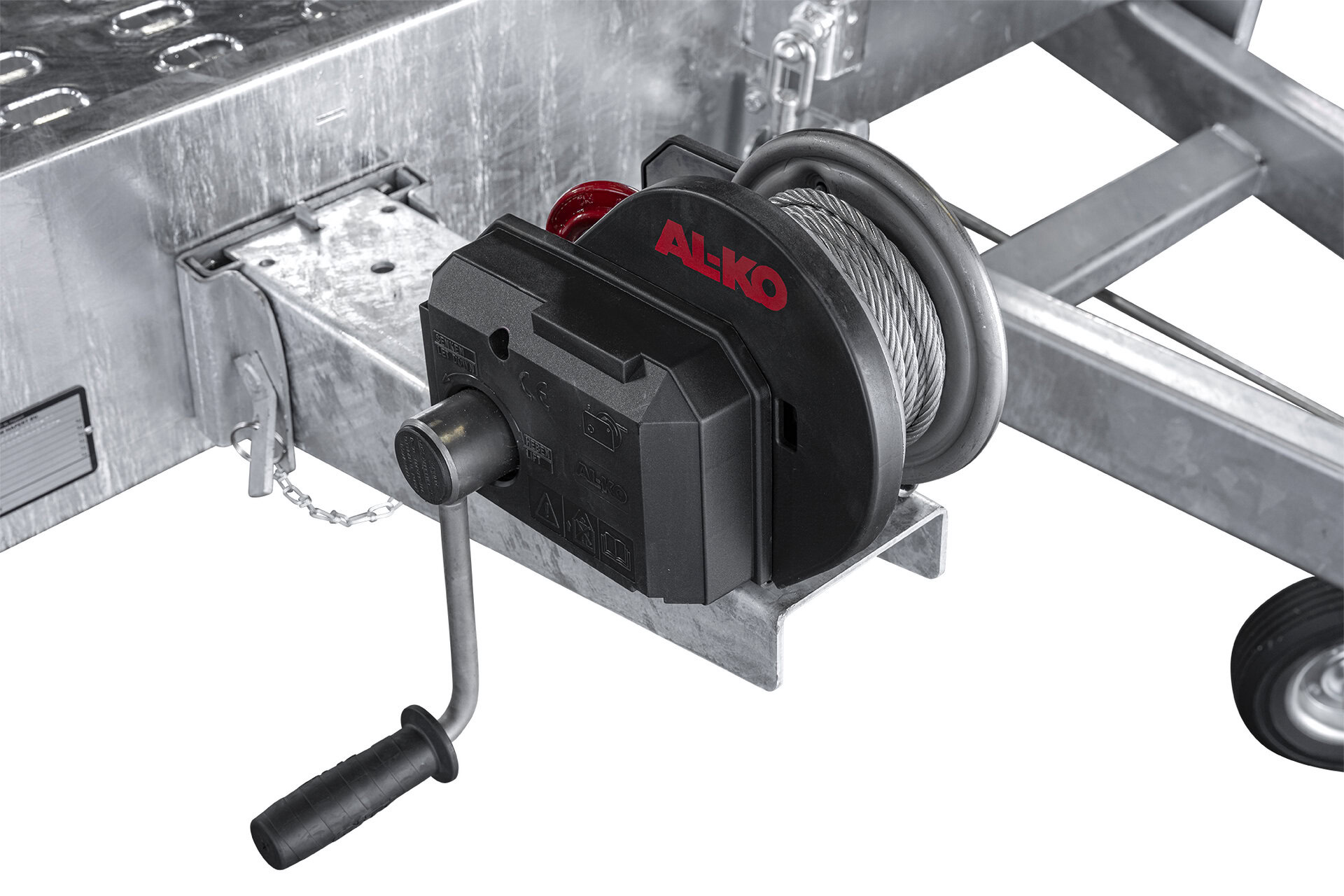 ALKO handlier met steun voor aanhangwagen, ideaal voor het gemakkelijk hijsen van ladingen.