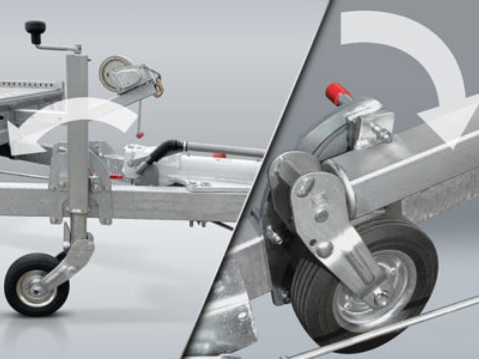 Transportaanhanger met wielen en remsysteem voor veilig vervoer.