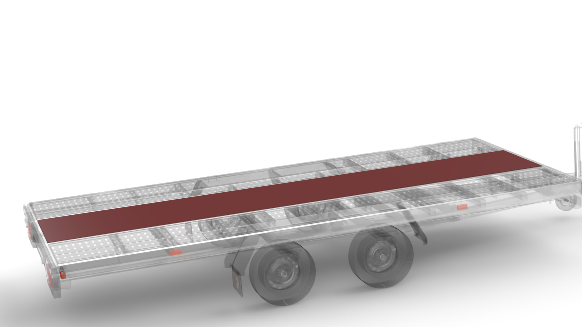 Multiplex houten vloer geplaatst tussen rijbanen voor stabiliteit en ondersteuning.