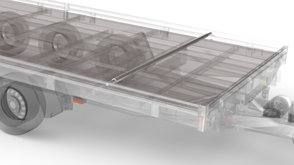 Wielaanslag stang op een aanhangwagen voor extra stabiliteit.