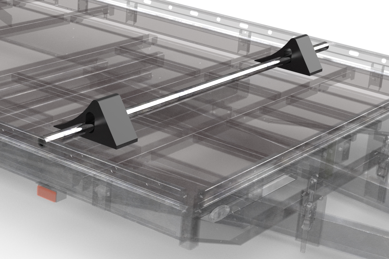 Wielaanslag stang met wielkeggen voor veilige trailerfixatie. Geschikt voor gebruik op Peters Aanhan.