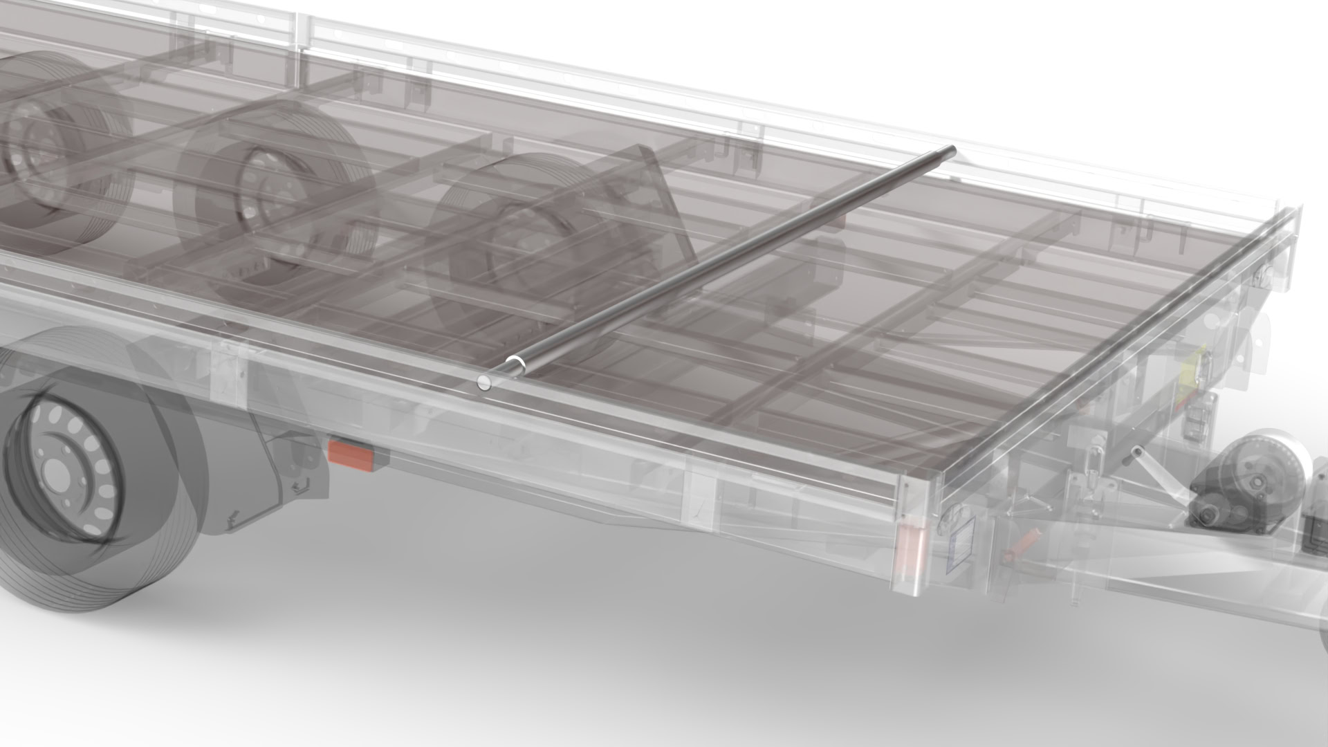 Wielaanslag stang op een aanhangwagen voor extra stabiliteit.
