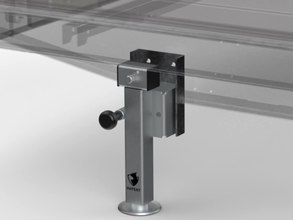 Veilig plateauwagen met verstelbare steun voor stabiliteit en transport.