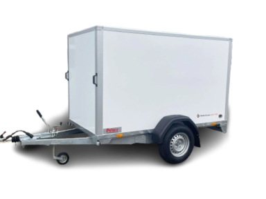 Gesloten aanhangwagen van 1350kg, 256x134x150cm, ideaal voor transport.