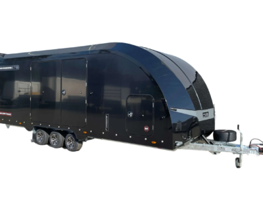 Transporter trailer voor raceauto's, zwart, 600×23, ideaal voor motorsporttransport.