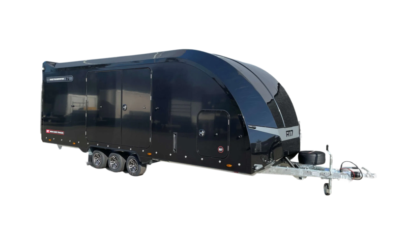 Transporter trailer voor raceauto's, zwart, 600×23, ideaal voor motorsporttransport.